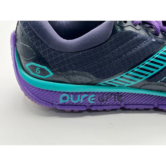 BROOKS WOMENS PURE GRIT 5 TRAIL RUNNING SNEAKER SHOE NAVY PURPLE TEAL SIZE 9 - Picture 6 of 11
